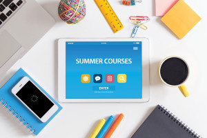 SUMMER COURSES CONCEPT ON TABLET PC SCREEN